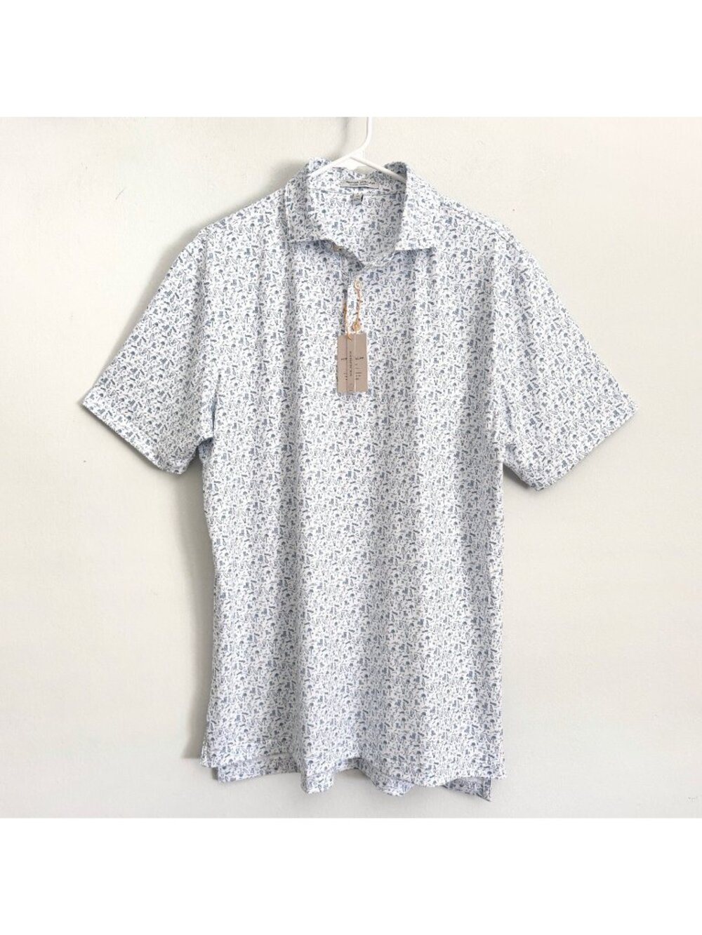 NEW Peter Millar White Summer Comfort Golf Polo Shirt Short Sleeve Hoag Men’s M